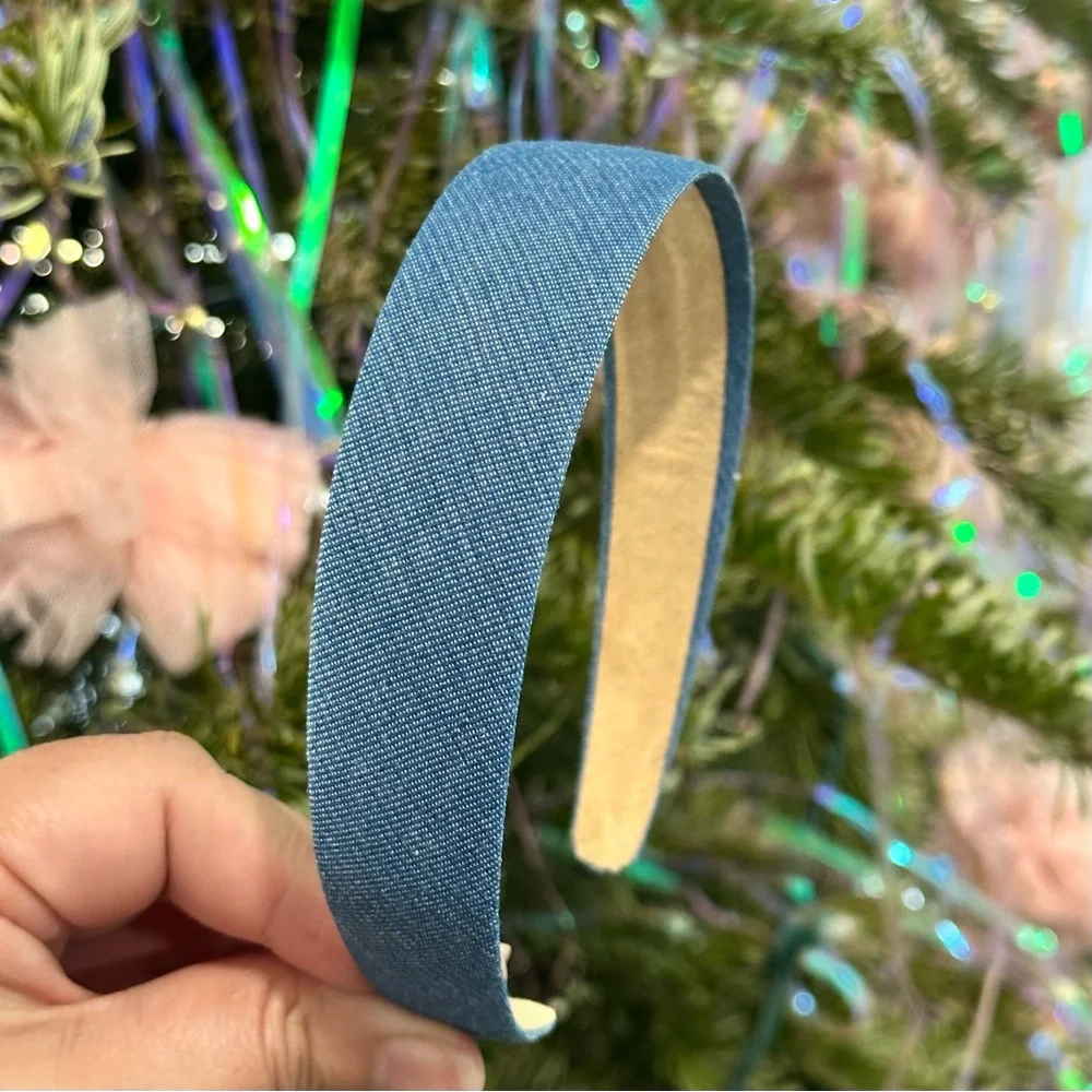 Medium Wash Blue Denim Neutral Minimalist Flat Headband
